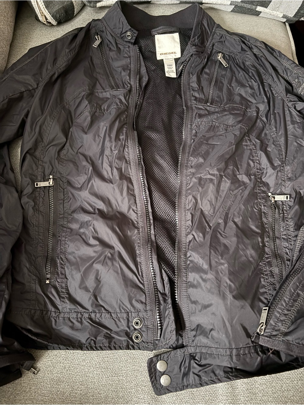Diesel Nylon Zipper Black Jacket